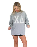 Chi Delta Beyond Soft Oversized Hoodie with Distressed Letters
