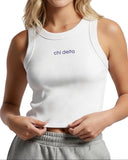 Chi Delta Cropped BFF Tank with Embroidered Name