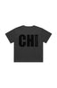 Chi Omega The Boxy Cropped Tee with Tonal Name Graphic