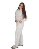 Chi Omega Lounge & Go Cropped Hoodie with Skull Graphic on Back