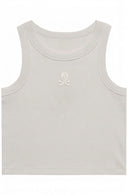 Chi Omega Cropped BFF Tank Top with Embroidered Skull