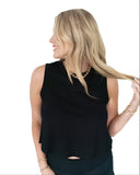 Chi Omega The Boxy Cropped Tank Top with Embroidered Greek Letters Center Chest
