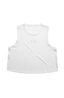 Chi Omega The Boxy Cropped Tank Top with Embroidered Greek Letters Center Chest