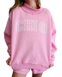 Chi Omega Oversized Mock Neck Sweatshirt with Outline Name [PRE ORDER SHIPS MID NOVEMBER]