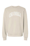 Chi Omega Beyond Soft Oversized Sweatshirt with Distressed Arch Name Graphic