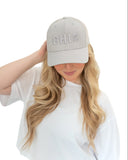 Chi Omega Trucker Hat with 3D Puff Embroidered Skull Name Design