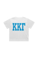 Kappa The Boxy Cropped Tee with Gamma Blue Greek Varsity Greek Letters