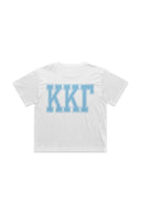Kappa The Boxy Cropped Tee with Gamma Blue Greek Varsity Greek Letters