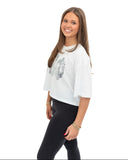 Pi Phi The Boxy Cropped Tee with Distressed Greek Letters