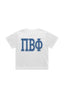 Pi Phi The Boxy Cropped Tee with Greek Varsity Letters