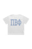 Pi Phi The Boxy Cropped Tee with Greek Varsity Letters