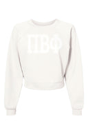 Pi Phi Beyond Soft Cropped Sweatshirt with Greek Varsity Letters