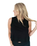 Pi Phi The Boxy Cropped Tank Top with Embroidered Greek Letters Center Chest