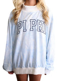 Pi Phi Mockneck Sweatshirt Blue Camo with Outline Name