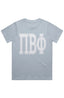 Pi Phi Heavy Hitter Oversized Tee with Distressed Greek Varsity Letters
