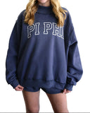 Pi Phi Reversible Mock Neck Sweatshirt with Outline Name [PRE ORDER SHIPS MID NOVEMBER]