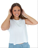 Tri Delta The Boxy Crop Tank with Embroidered Letters