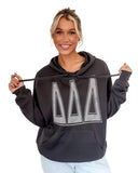 Tri Delta Beyond Soft Oversized Hoodie with Distressed Greek Varsity Letters