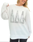 Tri Delta Beyond Soft Oversized Sweatshirt with Distressed Greek Letters