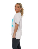 Tri Delta Heavy Hitter Oversized Tee with Bright Blue Greek Varsity Letters