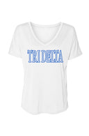 Tri Delta Ultra Soft Vneck Tee with Name Outline