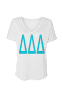 Tri Delta Ultra Soft Vneck Tee with Bold Greek Letters