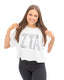 Zeta The Boxy Cropped Tee with Distressed Greek Letters