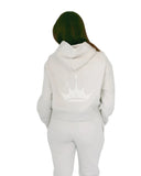 Zeta Lounge & Go Cropped Hoodie with Crown Graphic on Back