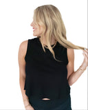 Zeta The Boxy Cropped Tank Top with Embroidered Greek Letters Center Chest