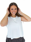 Zeta The Boxy Cropped Tank Top with Embroidered Greek Letters Center Chest