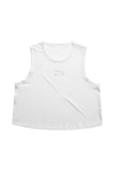 Zeta The Boxy Cropped Tank Top with Embroidered Greek Letters Center Chest