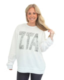 Zeta Beyond Soft Oversized Sweatshirt with Distressed Greek Letters