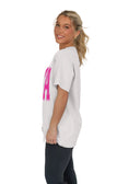 Zeta Heavy Hitter Oversized Tee with Pink Greek Varsity Letters