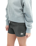 Zeta Athleisure Shorts with Crown Graphic on Leg