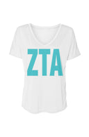 Zeta Ultra Soft Vneck Tee with Bold Greek Letters