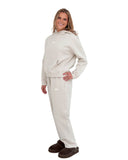 Zeta Lounge & Go Wide Leg Sweatpants with 3D Puff Embroidered Crown